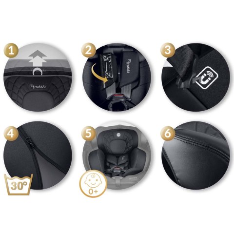Fotelik samochodowy Nukido Aero Line czarny 0-36 kg ISOFIX