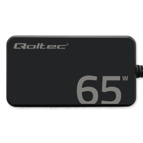 Qoltec Ładowarka sieciowa 65W GaN Super Fast SLIM | PD | 5-20V | 3.25A | USB-C 3.1 | Laptop | MacBook | Smartfon | + kabel