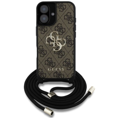 Guess 4G Big Logo Cord Strap Crossbody - Etui do iPhone 16 Plus (brązowy)