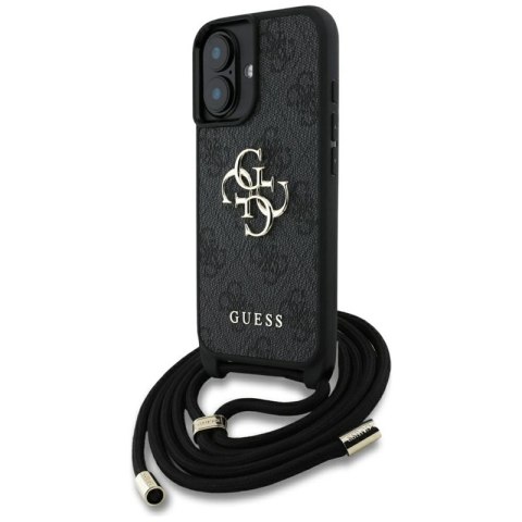 Guess 4G Big Logo Cord Strap Crossbody - Etui do iPhone 16 Plus (czarny)