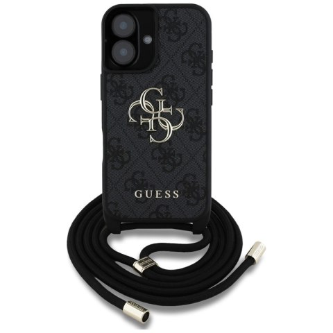 Guess 4G Big Logo Cord Strap Crossbody - Etui do iPhone 16 Plus (czarny)
