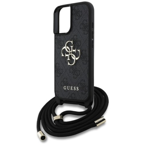 Guess 4G Big Logo Cord Strap Crossbody - Etui do iPhone 16 Plus (czarny)