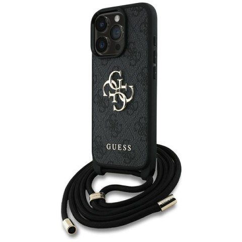 Guess 4G Big Logo Cord Strap Crossbody - Etui do iPhone 16 Pro Max (czarny)