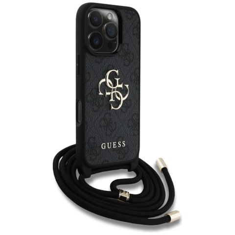 Guess 4G Big Logo Cord Strap Crossbody - Etui do iPhone 16 Pro Max (czarny)
