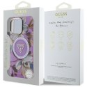 Guess Glitter Flowers Triangle Buttons MagSafe - Etui do iPhone 16 Pro Max (fioletowy)