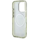 Guess Glitter Flowers Triangle Buttons MagSafe - Etui do iPhone 16 Pro (zielony)