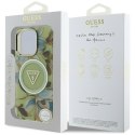 Guess Glitter Flowers Triangle Buttons MagSafe - Etui do iPhone 16 Pro (zielony)