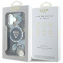 Guess Glitter Flowers Triangle Buttons MagSafe - Etui do iPhone 16 (czarny)