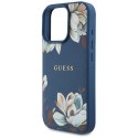 Guess Grained Printed Flower Pattern MagSafe - Etui do iPhone 16 Pro Max (niebieski)