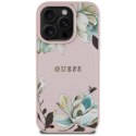 Guess Grained Printed Flower Pattern MagSafe - Etui do iPhone 16 Pro Max (różowy)