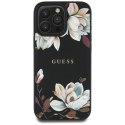 Guess Grained Printed Flower Pattern MagSafe - Etui do iPhone 16 Pro (czarny)