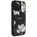 Guess Grained Printed Flower Pattern MagSafe - Etui do iPhone 16 Pro (czarny)