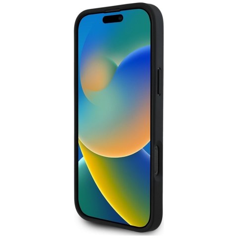 Guess Grained Printed Flower Pattern MagSafe - Etui do iPhone 16 Pro (czarny)