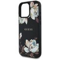 Guess Grained Printed Flower Pattern MagSafe - Etui do iPhone 16 Pro (czarny)