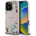 Guess Grained Printed Flower Pattern MagSafe - Etui do iPhone 16 Pro (różowy)