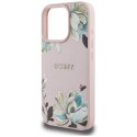 Guess Grained Printed Flower Pattern MagSafe - Etui do iPhone 16 Pro (różowy)