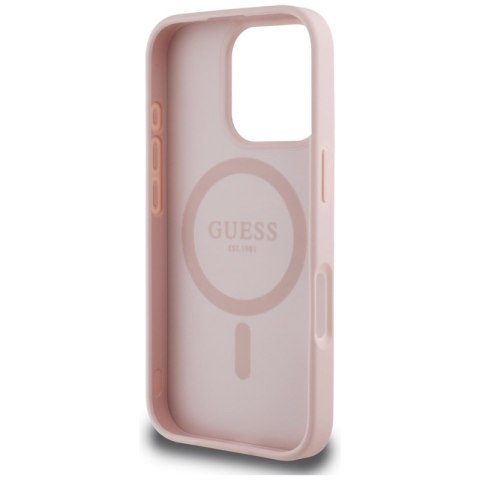 Guess Grained Printed Flower Pattern MagSafe - Etui do iPhone 16 Pro (różowy)