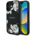 Guess Grained Printed Flower Pattern MagSafe - Etui do iPhone 16 (czarny)
