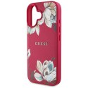 Guess Grained Printed Flower Pattern MagSafe - Etui do iPhone 16 (fuksja)