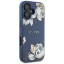 Guess Grained Printed Flower Pattern MagSafe - Etui do iPhone 16 (niebieski)