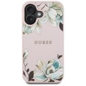 Guess Grained Printed Flower Pattern MagSafe - Etui do iPhone 16 (różowy)