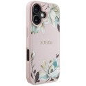 Guess Grained Printed Flower Pattern MagSafe - Etui do iPhone 16 (różowy)