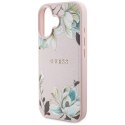 Guess Grained Printed Flower Pattern MagSafe - Etui do iPhone 16 (różowy)