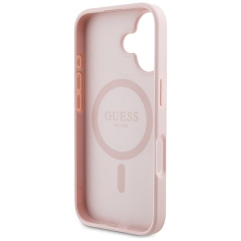 Guess Grained Printed Flower Pattern MagSafe - Etui do iPhone 16 (różowy)