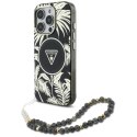 Guess Palm Trees Triangle Pearl Strap MagSafe - Etui do iPhone 16 Pro Max (czarny)