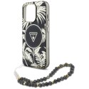 Guess Palm Trees Triangle Pearl Strap MagSafe - Etui do iPhone 16 Pro Max (czarny)