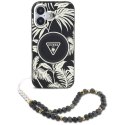 Guess Palm Trees Triangle Pearl Strap MagSafe - Etui do iPhone 16 (czarny)