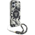 Guess Palm Trees Triangle Pearl Strap MagSafe - Etui do iPhone 16 (czarny)