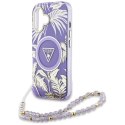 Guess Palm Trees Triangle Pearl Strap MagSafe - Etui do iPhone 16 (fioletowy)