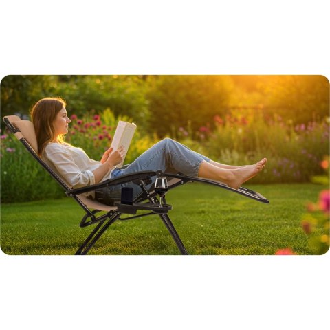 Leżak ogrodowy składany z poduszką Sofotel ChillWell beżowy