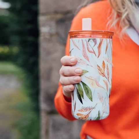 Quokka Mist - Kubek termiczny ze stali nierdzewnej 720 ml ze słomką (Falling Leaves)