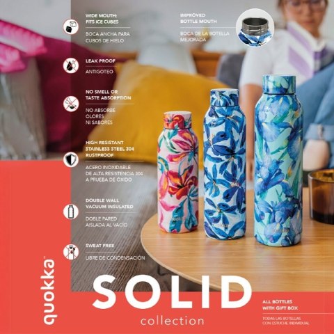 Quokka Solid - Butelka termiczna ze stali nierdzewnej 510 ml (Blue Hibiscus)