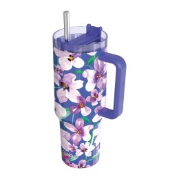 Quokka Stream - Kubek termiczny ze stali nierdzewnej 1200 ml ze słomką (Flower Dusk)