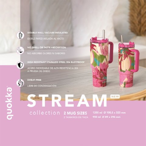Quokka Stream - Kubek termiczny ze stali nierdzewnej 950 ml ze słomką (Turquoise)