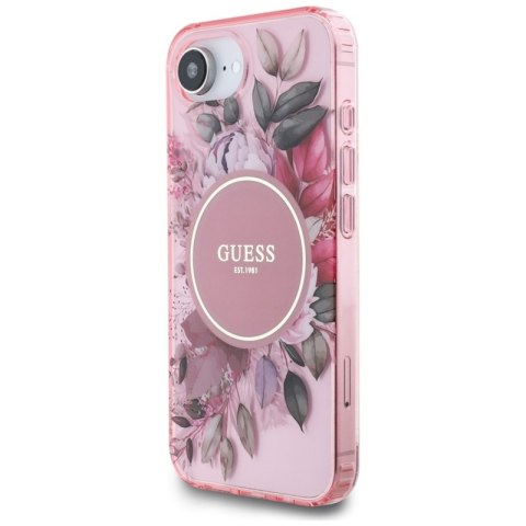 Guess IML Flowers MagSafe - Etui do iPhone 16e (różowy)