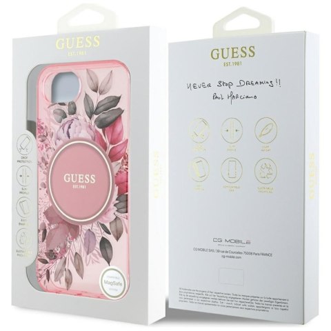 Guess IML Flowers MagSafe - Etui do iPhone 16e (różowy)