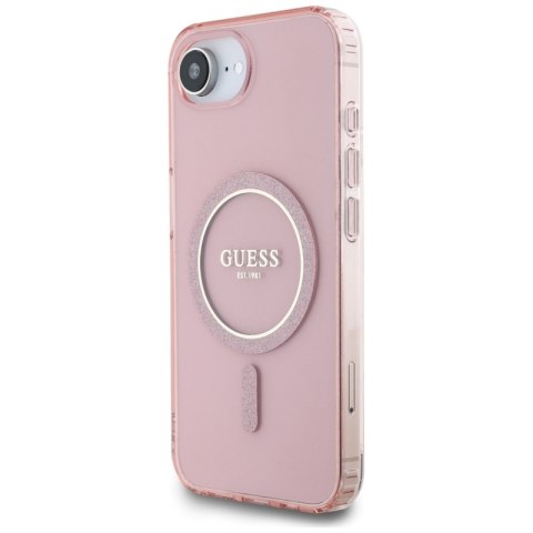 Guess IML Glitter Circle MagSafe - Etui do iPhone 16e (różowy)