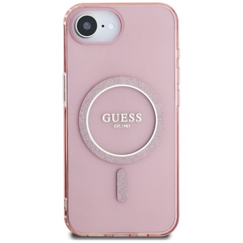 Guess IML Glitter Circle MagSafe - Etui do iPhone 16e (różowy)