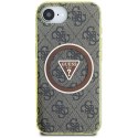 Guess IML Metal Glitter 4G Circle Triangle MagSafe - Etui do iPhone 16e (brązowy)