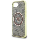 Guess IML Metal Glitter 4G Circle Triangle MagSafe - Etui do iPhone 16e (brązowy)