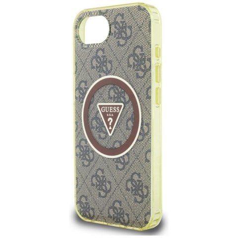 Guess IML Metal Glitter 4G Circle Triangle MagSafe - Etui do iPhone 16e (brązowy)