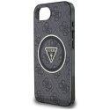 Guess IML Metal Glitter 4G Circle Triangle MagSafe - Etui do iPhone 16e (czarny)