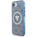 Guess IML Metal Glitter 4G Circle Triangle MagSafe - Etui do iPhone 16e (niebieski)