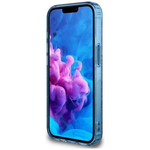 Guess IML Metal Glitter 4G Circle Triangle MagSafe - Etui do iPhone 16e (niebieski)