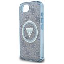 Guess IML Metal Glitter 4G Circle Triangle MagSafe - Etui do iPhone 16e (niebieski)