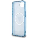 Guess IML Metal Glitter 4G Circle Triangle MagSafe - Etui do iPhone 16e (niebieski)